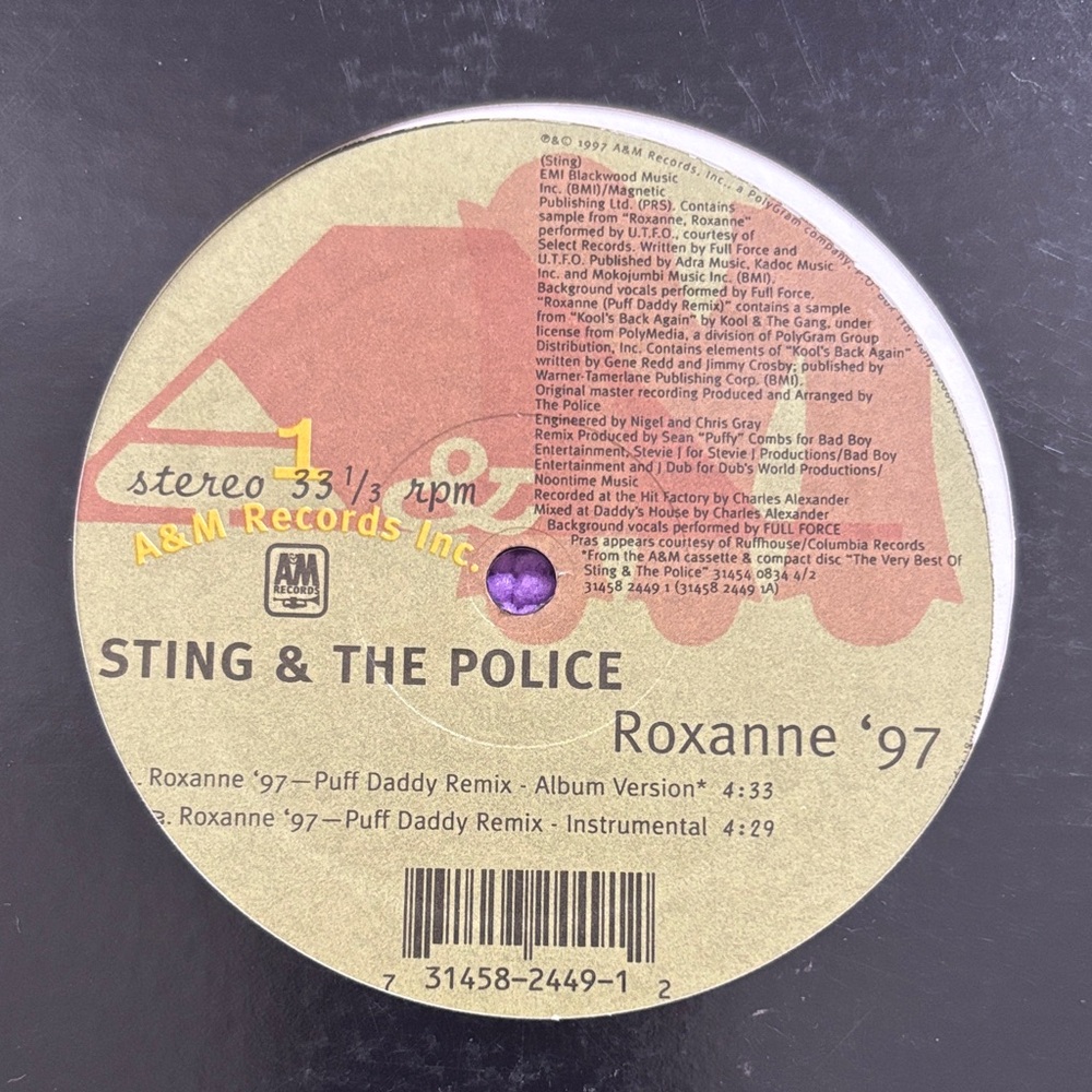 Sting and the Police Roxanne ‘97 vinyl record album